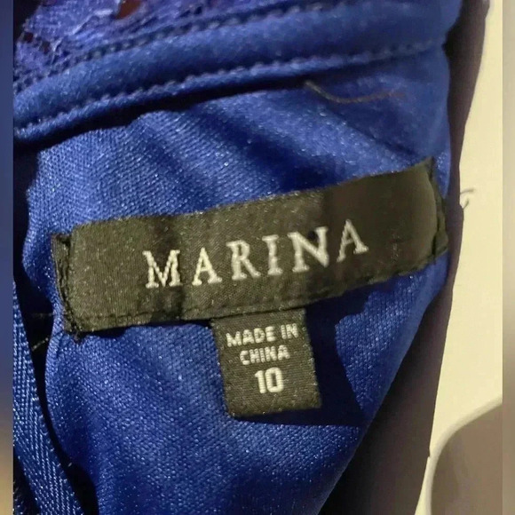 Marina blue  lace and sequin short sleeve dress sz 10 - Picture 3 of 9